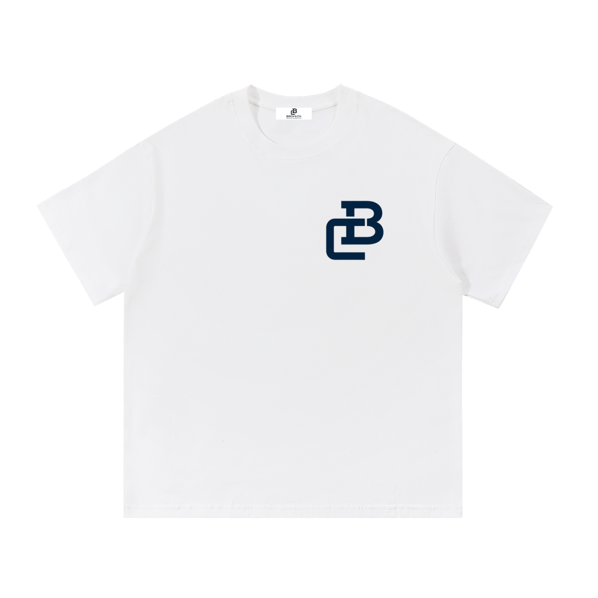 The Birch Essential Cotton Tee - Navy Logo